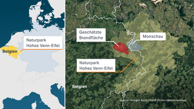 Quelle: Google Earth/NASA Firms/openstreetmap