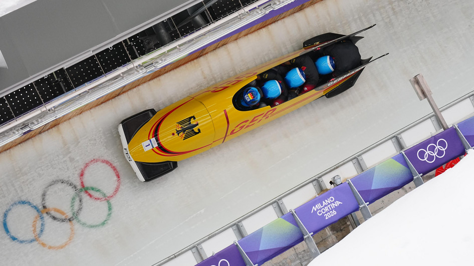 Lochner im Viererbob in der Goldspur